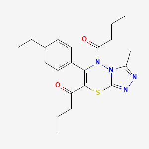 molecular formula C21H26N4O2S B11243802 1,1'-[6-(4-ethylphenyl)-3-methyl-5H-[1,2,4]triazolo[3,4-b][1,3,4]thiadiazine-5,7-diyl]dibutan-1-one 