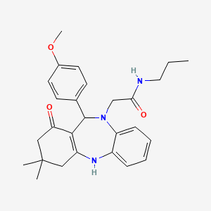 2-[11-(4-methoxyphenyl)-3,3-dimethyl-1-oxo-1,2,3,4,5,11-hexahydro-10H-dibenzo[b,e][1,4]diazepin-10-yl]-N-propylacetamide