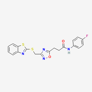 3-{3-[(1,3-benzothiazol-2-ylsulfanyl)methyl]-1,2,4-oxadiazol-5-yl}-N-(4-fluorophenyl)propanamide