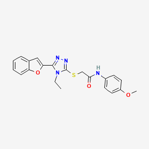 molecular formula C21H20N4O3S B11243876 2-{[5-(1-benzofuran-2-yl)-4-ethyl-4H-1,2,4-triazol-3-yl]sulfanyl}-N-(4-methoxyphenyl)acetamide 