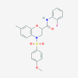 N-(2-fluorophenyl)-4-[(4-methoxyphenyl)sulfonyl]-7-methyl-3,4-dihydro-2H-1,4-benzoxazine-2-carboxamide