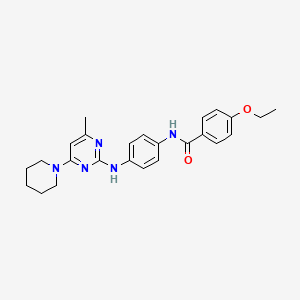 molecular formula C25H29N5O2 B11243900 4-Ethoxy-N-(4-{[4-methyl-6-(piperidin-1-YL)pyrimidin-2-YL]amino}phenyl)benzamide 