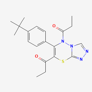 1-[6-(4-Tert-butylphenyl)-5-propanoyl-5H-[1,2,4]triazolo[3,4-B][1,3,4]thiadiazin-7-YL]propan-1-one