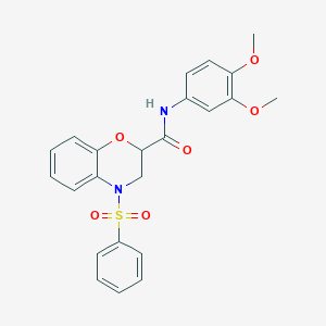 molecular formula C23H22N2O6S B11243963 N-(3,4-dimethoxyphenyl)-4-(phenylsulfonyl)-3,4-dihydro-2H-1,4-benzoxazine-2-carboxamide 