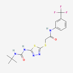 2-({5-[(Tert-butylcarbamoyl)amino]-1,3,4-thiadiazol-2-YL}sulfanyl)-N-[3-(trifluoromethyl)phenyl]acetamide