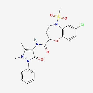 7-chloro-N-(1,5-dimethyl-3-oxo-2-phenyl-2,3-dihydro-1H-pyrazol-4-yl)-5-(methylsulfonyl)-2,3,4,5-tetrahydro-1,5-benzoxazepine-2-carboxamide