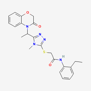 molecular formula C23H25N5O3S B11244052 N-(2-ethylphenyl)-2-({4-methyl-5-[1-(3-oxo-2,3-dihydro-4H-1,4-benzoxazin-4-yl)ethyl]-4H-1,2,4-triazol-3-yl}sulfanyl)acetamide 