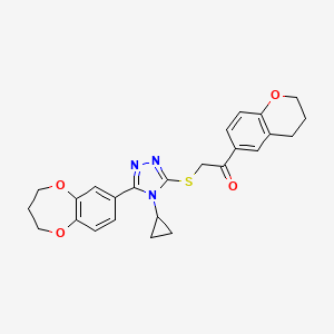 2-{[4-cyclopropyl-5-(3,4-dihydro-2H-1,5-benzodioxepin-7-yl)-4H-1,2,4-triazol-3-yl]sulfanyl}-1-(3,4-dihydro-2H-chromen-6-yl)ethanone