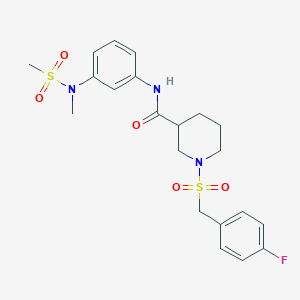 molecular formula C21H26FN3O5S2 B11244096 1-[(4-fluorobenzyl)sulfonyl]-N-{3-[methyl(methylsulfonyl)amino]phenyl}piperidine-3-carboxamide 