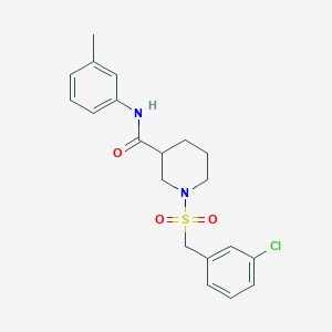 molecular formula C20H23ClN2O3S B11244101 1-[(3-chlorobenzyl)sulfonyl]-N-(3-methylphenyl)piperidine-3-carboxamide 