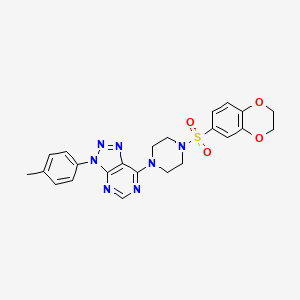 molecular formula C23H23N7O4S B11244112 7-(4-((2,3-dihydrobenzo[b][1,4]dioxin-6-yl)sulfonyl)piperazin-1-yl)-3-(p-tolyl)-3H-[1,2,3]triazolo[4,5-d]pyrimidine 