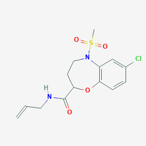 molecular formula C14H17ClN2O4S B11244153 7-chloro-5-(methylsulfonyl)-N-(prop-2-en-1-yl)-2,3,4,5-tetrahydro-1,5-benzoxazepine-2-carboxamide 