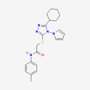 2-{[5-cyclohexyl-4-(1H-pyrrol-1-yl)-4H-1,2,4-triazol-3-yl]sulfanyl}-N-(4-methylphenyl)acetamide