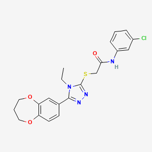 N-(3-chlorophenyl)-2-{[5-(3,4-dihydro-2H-1,5-benzodioxepin-7-yl)-4-ethyl-4H-1,2,4-triazol-3-yl]sulfanyl}acetamide