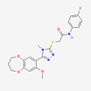 N-(4-fluorophenyl)-2-{[5-(8-methoxy-3,4-dihydro-2H-1,5-benzodioxepin-7-yl)-4-methyl-4H-1,2,4-triazol-3-yl]sulfanyl}acetamide