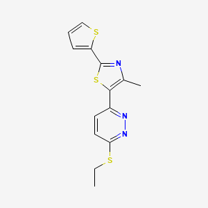 molecular formula C14H13N3S3 B11244277 5-(6-(Ethylthio)pyridazin-3-yl)-4-methyl-2-(thiophen-2-yl)thiazole 