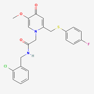 molecular formula C22H20ClFN2O3S B11244331 N-[(2-chlorophenyl)methyl]-2-(2-{[(4-fluorophenyl)sulfanyl]methyl}-5-methoxy-4-oxo-1,4-dihydropyridin-1-yl)acetamide 