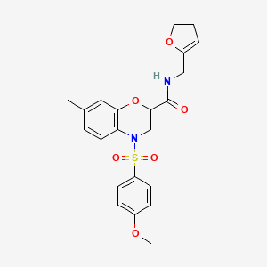 N-(furan-2-ylmethyl)-4-[(4-methoxyphenyl)sulfonyl]-7-methyl-3,4-dihydro-2H-1,4-benzoxazine-2-carboxamide