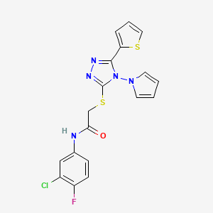 N-(3-chloro-4-fluorophenyl)-2-{[4-(1H-pyrrol-1-yl)-5-(thiophen-2-yl)-4H-1,2,4-triazol-3-yl]sulfanyl}acetamide