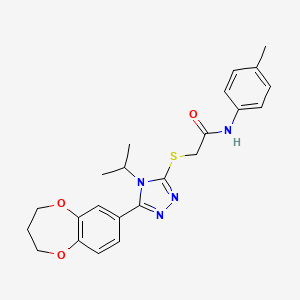 molecular formula C23H26N4O3S B11244379 2-{[5-(3,4-dihydro-2H-1,5-benzodioxepin-7-yl)-4-(propan-2-yl)-4H-1,2,4-triazol-3-yl]sulfanyl}-N-(4-methylphenyl)acetamide 