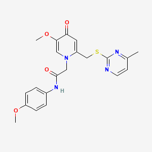 molecular formula C21H22N4O4S B11244413 2-(5-methoxy-2-(((4-methylpyrimidin-2-yl)thio)methyl)-4-oxopyridin-1(4H)-yl)-N-(4-methoxyphenyl)acetamide 