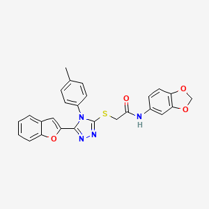 N-(1,3-benzodioxol-5-yl)-2-{[5-(1-benzofuran-2-yl)-4-(4-methylphenyl)-4H-1,2,4-triazol-3-yl]sulfanyl}acetamide