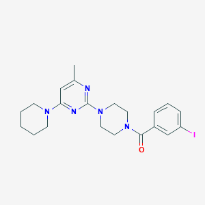 molecular formula C21H26IN5O B11244454 2-[4-(3-Iodobenzoyl)piperazin-1-YL]-4-methyl-6-(piperidin-1-YL)pyrimidine 