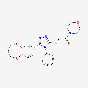 molecular formula C23H24N4O4S B11244491 2-{[5-(3,4-dihydro-2H-1,5-benzodioxepin-7-yl)-4-phenyl-4H-1,2,4-triazol-3-yl]sulfanyl}-1-(morpholin-4-yl)ethanone 