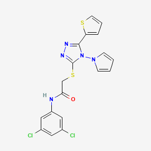 molecular formula C18H13Cl2N5OS2 B11244503 N-(3,5-dichlorophenyl)-2-{[4-(1H-pyrrol-1-yl)-5-(thiophen-2-yl)-4H-1,2,4-triazol-3-yl]sulfanyl}acetamide 