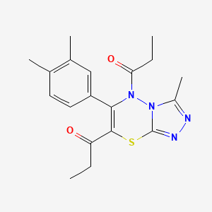 1-[6-(3,4-Dimethylphenyl)-3-methyl-7-propanoyl-5H-[1,2,4]triazolo[3,4-B][1,3,4]thiadiazin-5-YL]propan-1-one