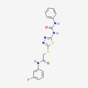 N-(3-Fluorophenyl)-2-({5-[(phenylcarbamoyl)amino]-1,3,4-thiadiazol-2-YL}sulfanyl)acetamide