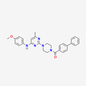 [1,1'-Biphenyl]-4-yl(4-(4-((4-methoxyphenyl)amino)-6-methylpyrimidin-2-yl)piperazin-1-yl)methanone