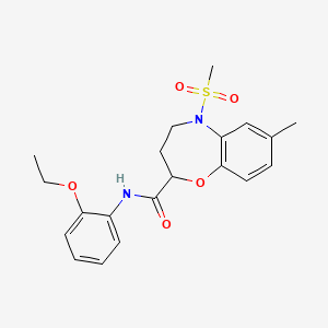 molecular formula C20H24N2O5S B11244581 N-(2-ethoxyphenyl)-7-methyl-5-(methylsulfonyl)-2,3,4,5-tetrahydro-1,5-benzoxazepine-2-carboxamide 