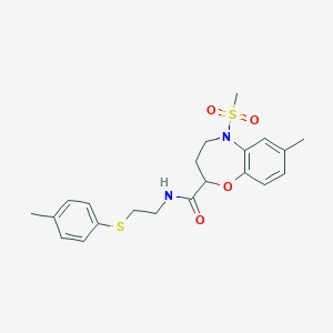 7-methyl-N-{2-[(4-methylphenyl)sulfanyl]ethyl}-5-(methylsulfonyl)-2,3,4,5-tetrahydro-1,5-benzoxazepine-2-carboxamide