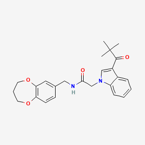 N-(3,4-dihydro-2H-1,5-benzodioxepin-7-ylmethyl)-2-[3-(2,2-dimethylpropanoyl)-1H-indol-1-yl]acetamide