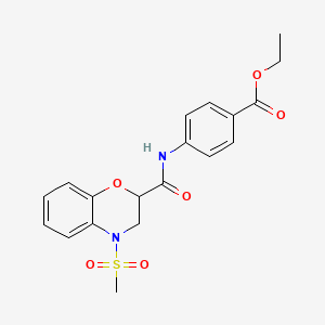 molecular formula C19H20N2O6S B11244649 ethyl 4-({[4-(methylsulfonyl)-3,4-dihydro-2H-1,4-benzoxazin-2-yl]carbonyl}amino)benzoate 