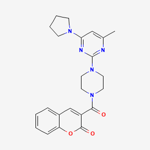 molecular formula C23H25N5O3 B11244679 3-{4-[4-Methyl-6-(pyrrolidin-1-YL)pyrimidin-2-YL]piperazine-1-carbonyl}-2H-chromen-2-one 