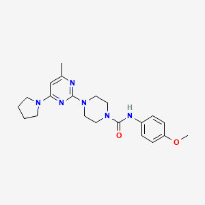 molecular formula C21H28N6O2 B11244696 N-(4-Methoxyphenyl)-4-[4-methyl-6-(pyrrolidin-1-YL)pyrimidin-2-YL]piperazine-1-carboxamide 