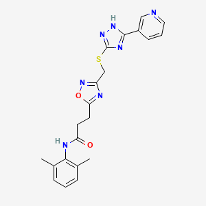 molecular formula C21H21N7O2S B11244747 N-(2,6-dimethylphenyl)-3-[3-({[5-(pyridin-3-yl)-4H-1,2,4-triazol-3-yl]sulfanyl}methyl)-1,2,4-oxadiazol-5-yl]propanamide 