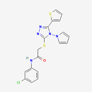 molecular formula C18H14ClN5OS2 B11244750 N-(3-chlorophenyl)-2-{[4-(1H-pyrrol-1-yl)-5-(thiophen-2-yl)-4H-1,2,4-triazol-3-yl]sulfanyl}acetamide 