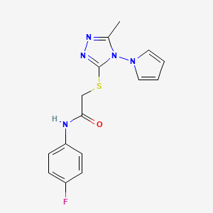 molecular formula C15H14FN5OS B11244751 N-(4-fluorophenyl)-2-{[5-methyl-4-(1H-pyrrol-1-yl)-4H-1,2,4-triazol-3-yl]sulfanyl}acetamide 