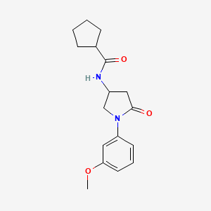 molecular formula C17H22N2O3 B11244754 N-(1-(3-methoxyphenyl)-5-oxopyrrolidin-3-yl)cyclopentanecarboxamide 