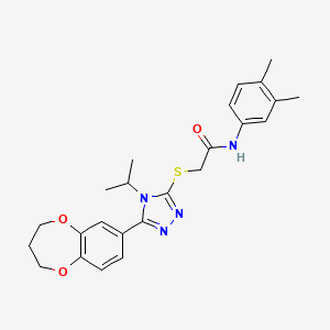 2-{[5-(3,4-dihydro-2H-1,5-benzodioxepin-7-yl)-4-(propan-2-yl)-4H-1,2,4-triazol-3-yl]sulfanyl}-N-(3,4-dimethylphenyl)acetamide