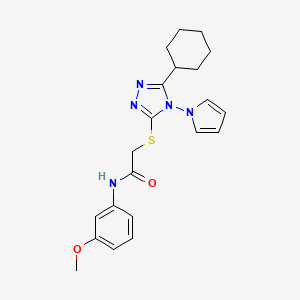 molecular formula C21H25N5O2S B11244779 2-{[5-cyclohexyl-4-(1H-pyrrol-1-yl)-4H-1,2,4-triazol-3-yl]sulfanyl}-N-(3-methoxyphenyl)acetamide 