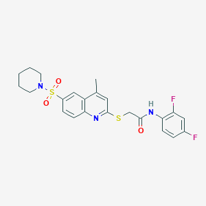 molecular formula C23H23F2N3O3S2 B11244785 N-(2,4-Difluorophenyl)-2-{[4-methyl-6-(piperidine-1-sulfonyl)quinolin-2-YL]sulfanyl}acetamide 