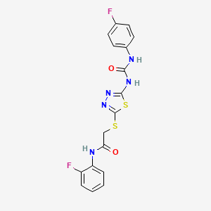 molecular formula C17H13F2N5O2S2 B11244791 N-(2-Fluorophenyl)-2-[(5-{[(4-fluorophenyl)carbamoyl]amino}-1,3,4-thiadiazol-2-YL)sulfanyl]acetamide 