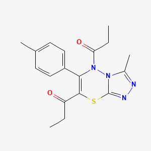 1-[3-Methyl-6-(4-methylphenyl)-7-propanoyl-5H-[1,2,4]triazolo[3,4-B][1,3,4]thiadiazin-5-YL]propan-1-one