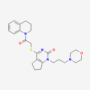 4-((2-(3,4-dihydroquinolin-1(2H)-yl)-2-oxoethyl)thio)-1-(3-morpholinopropyl)-6,7-dihydro-1H-cyclopenta[d]pyrimidin-2(5H)-one