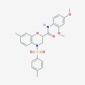 molecular formula C25H26N2O6S B11244850 N-(2,4-dimethoxyphenyl)-7-methyl-4-[(4-methylphenyl)sulfonyl]-3,4-dihydro-2H-1,4-benzoxazine-2-carboxamide 