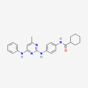 molecular formula C24H27N5O B11244897 N-(4-{[4-Methyl-6-(phenylamino)pyrimidin-2-YL]amino}phenyl)cyclohexanecarboxamide 